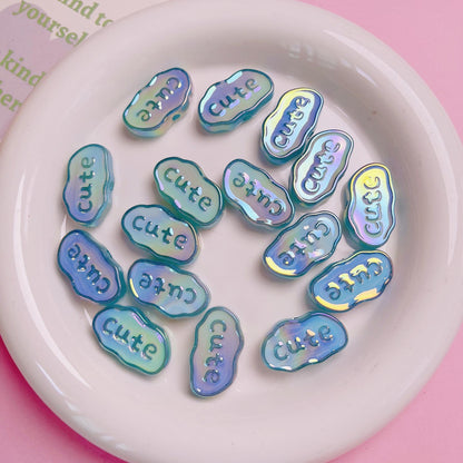 Glow Flat Acrylic Beads 15x26mm UV Plating Glow In The Dark 10pcs 14