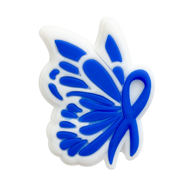 Silicone Focal Beads Butterfly Bow Tie Colorful Pattern 20pcs 7