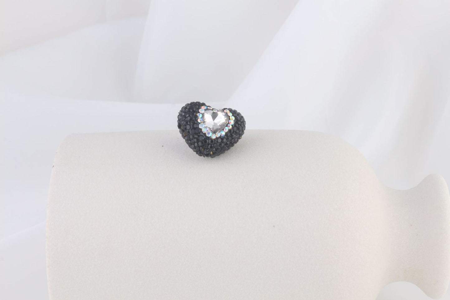 Rhinestone Heart Clay Beads 24mm Colorful Sparkling 6pcs 22