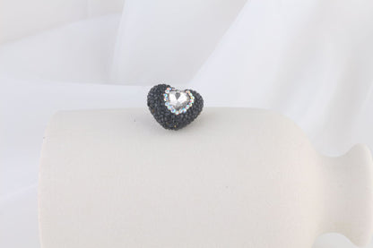 Rhinestone Heart Clay Beads 24mm Colorful Sparkling 6pcs 22