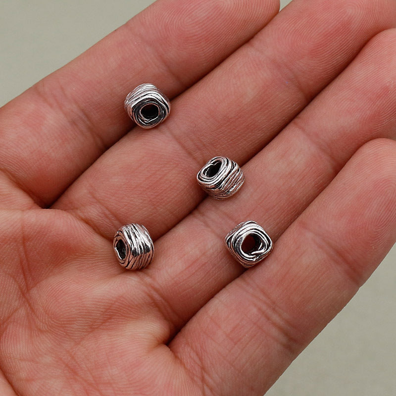 Alloy Irregular Wire Ball Spacer Beads 7mm Large Hole Tibetan Silver Tone 50pcs 4