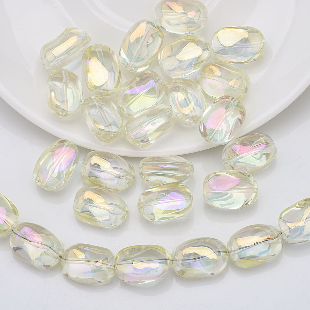 Electroplated Stone Geometric Irregular Glass Beads 11x15mm 20pcs 18
