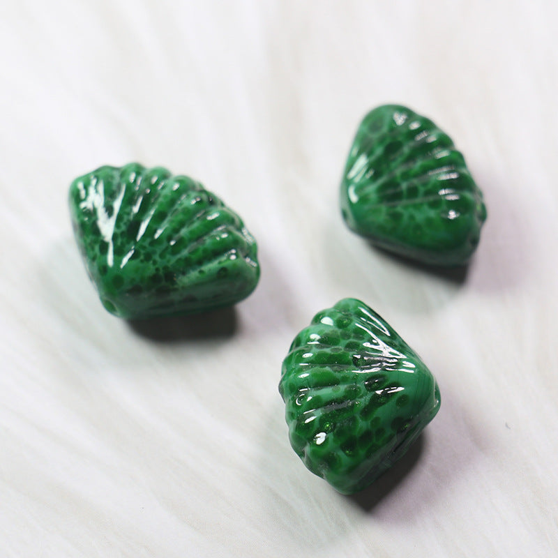 Lampwork Glass Beads Shell 14mm Phoenix Tail Pattern 10pcs 8
