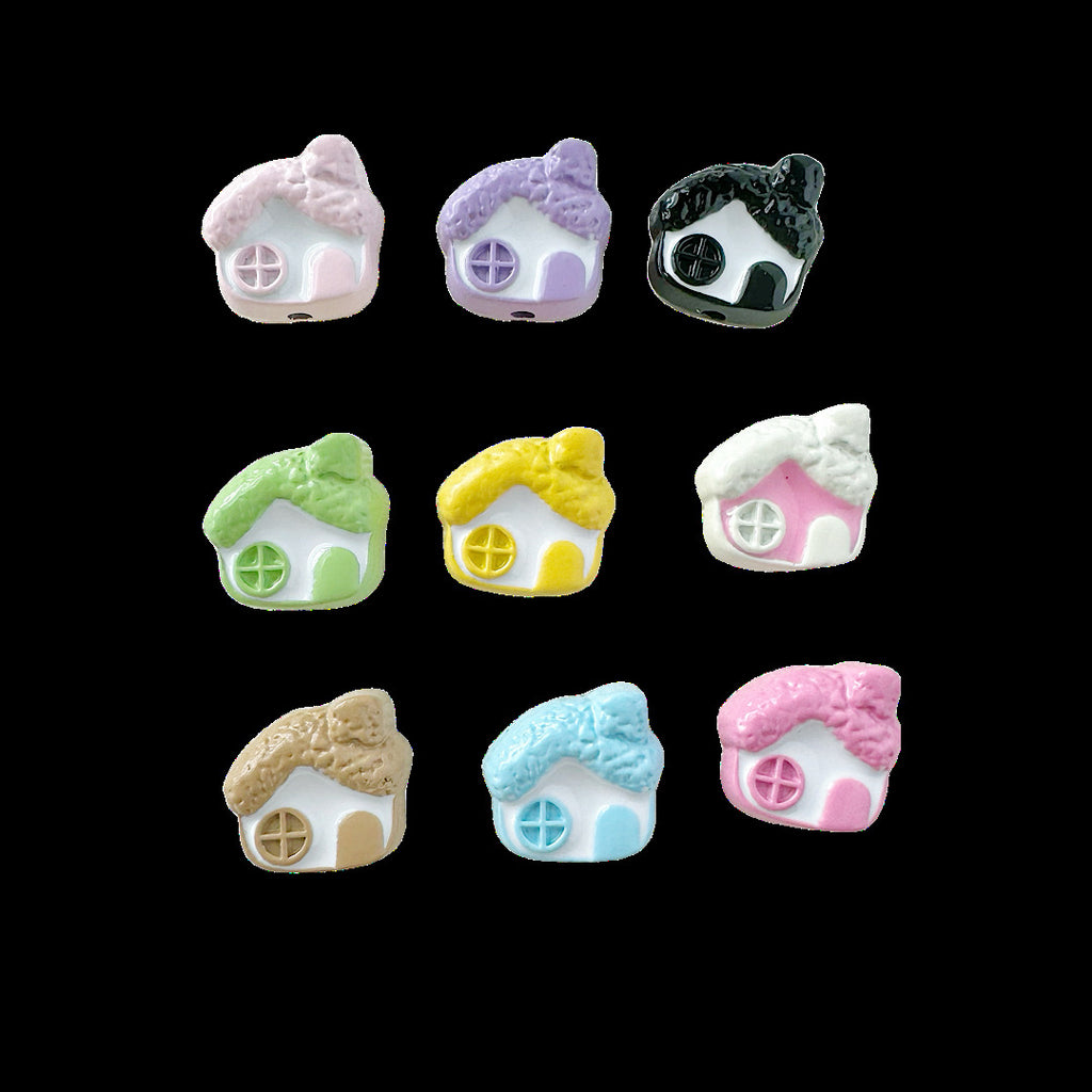 Baking Painted House and Camera Metal Beads 11mm 15mm Pastel Colors 20pcs 15