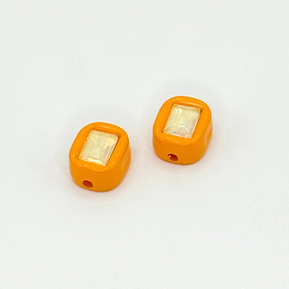 Painted Square Acrylic Beads 14mm Diamond Faceted Mixed Colors 10pcs 11