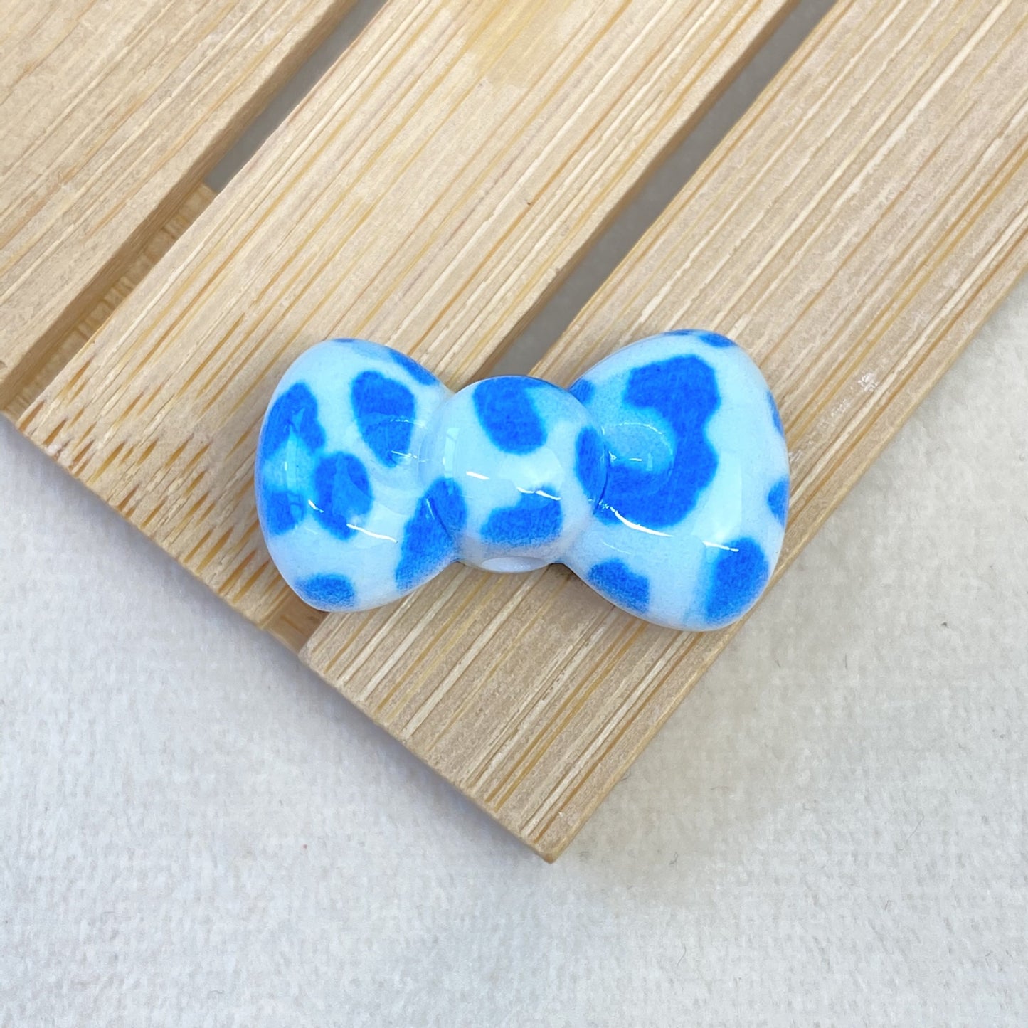 Leopard Print Bow Acrylic Beads 20mm Colorful Mixed 50pcs 10