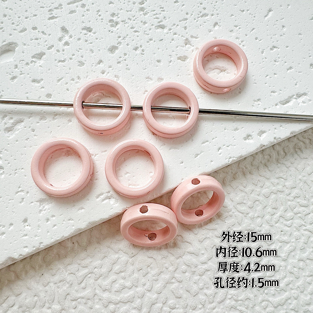 Heart Circle Floral Metal Beads Painted Solid Color Bulk 20pcs 7