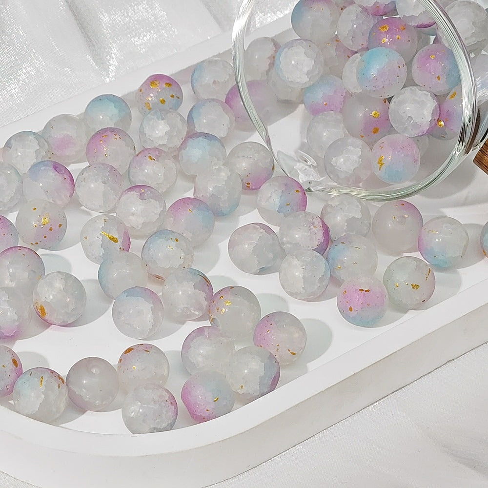Frosted Round Glass Beads 10mm Matte Mixed Colors 50pcs 18