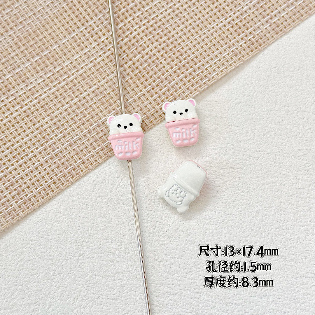 Baking Painted Good Sign and Teacup Bear Metal Beads 17mm 10pcs 13