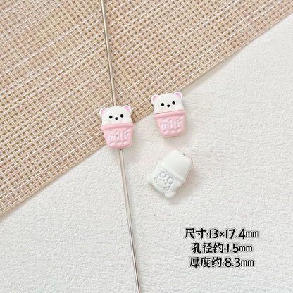 Baking Painted Good Sign and Teacup Bear Metal Beads 17mm 10pcs 13