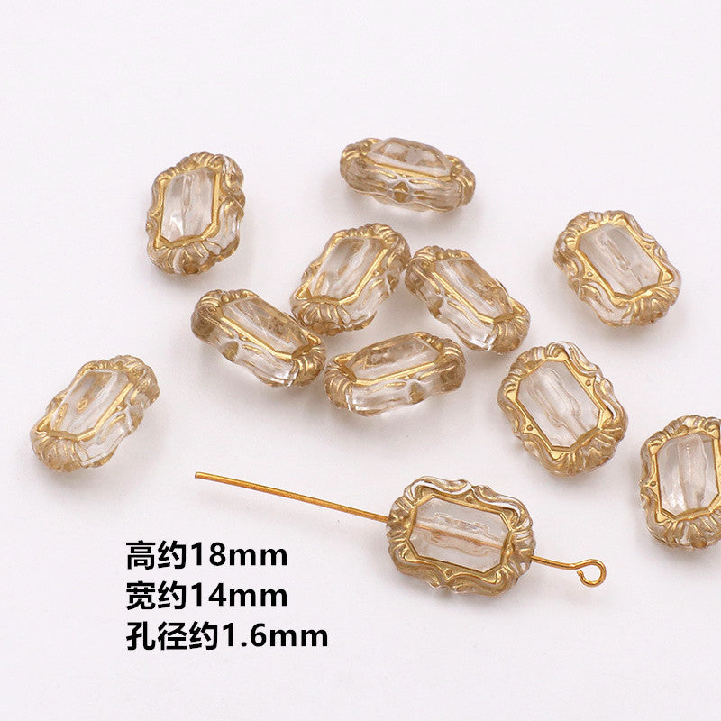 Vintage Baroque Flower Acrylic Beads Gilded Transparent 10pcs 16