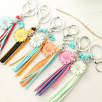 Western Glow in the Dark Ox Skull Keychain Metal Turquoise Tassel 3