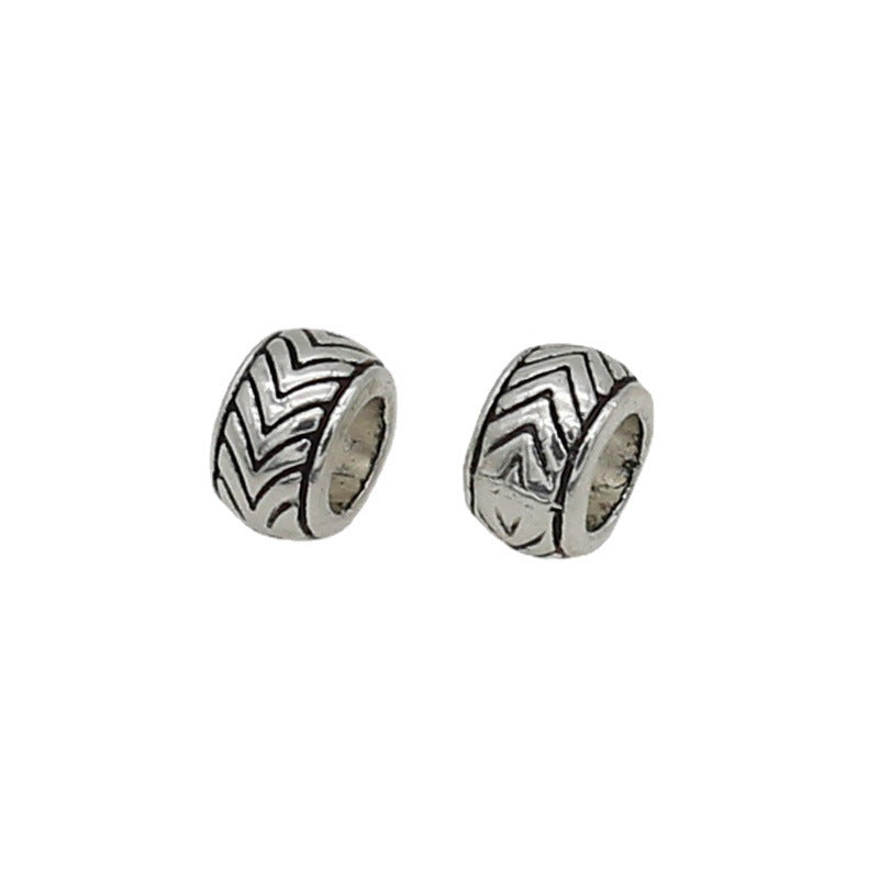 Alloy Ripple Patterned Spacer Beads 7mm Large Hole 1pc 5