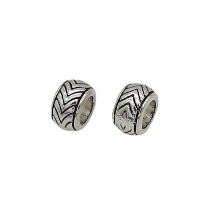Alloy Ripple Patterned Spacer Beads 7mm Large Hole 1pc 5