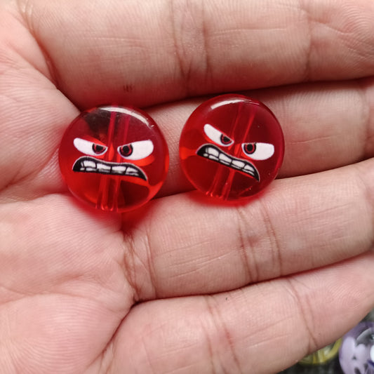 Clear Expression Acrylic Beads 18mm Printed Glossy 100pcs 2