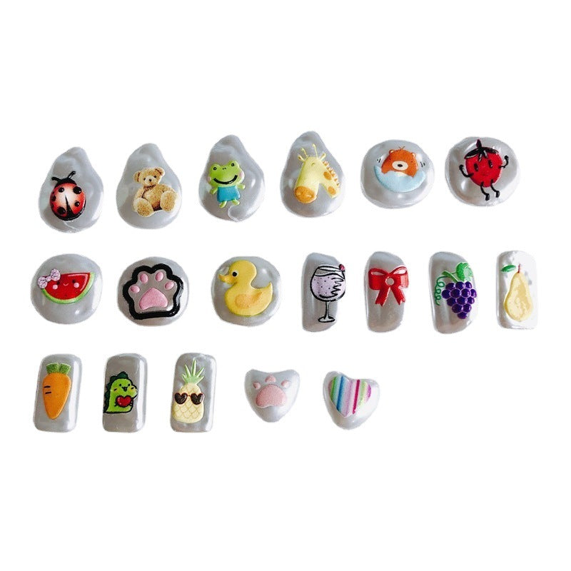 Hand Painted Irregular Shaped Acrylic Beads Imitation Pearl 10pcs 5