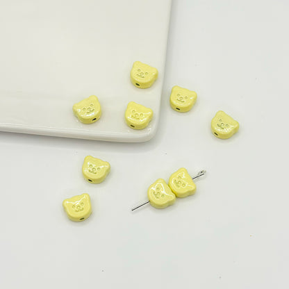 Teddy Bear Metal Beads 10mm Glossy Painted Alloy 10pcs 11