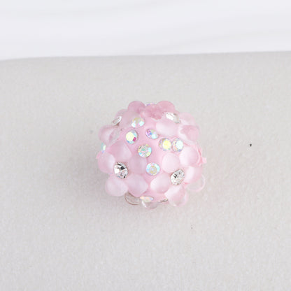 Flower Pattern Rhinestone Bubblegum Beads 15mm Polymer Clay 10pcs 10
