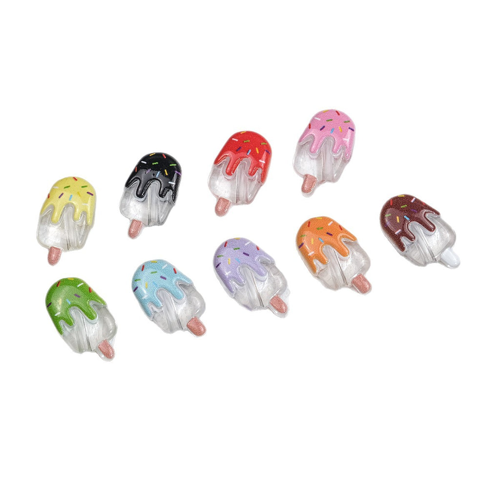 Clear Popsicle Acrylic Beads 20mm Colorful Drip Design 50pcs 4