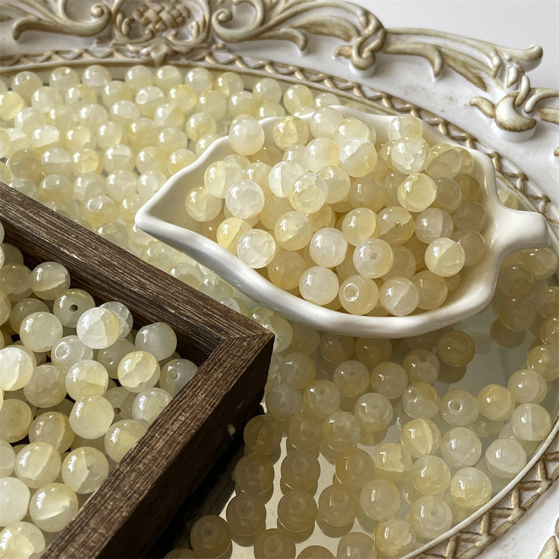 Crackle Round Glass Beads 10mm Imitation White Jade 100pcs 8