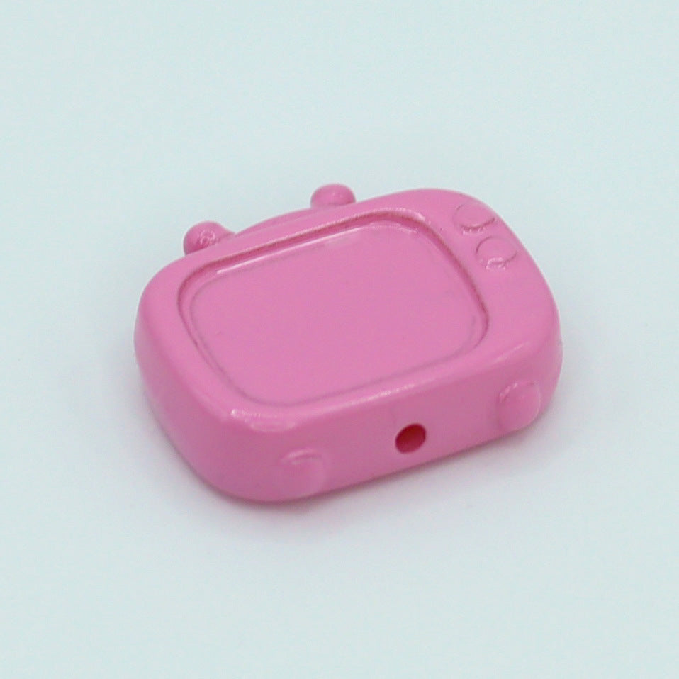 Painted TV Acrylic Beads 29mm Glossy Baked Finish 10pcs 8