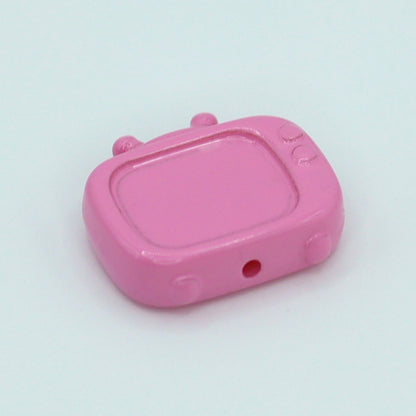 Painted TV Acrylic Beads 29mm Glossy Baked Finish 10pcs 8