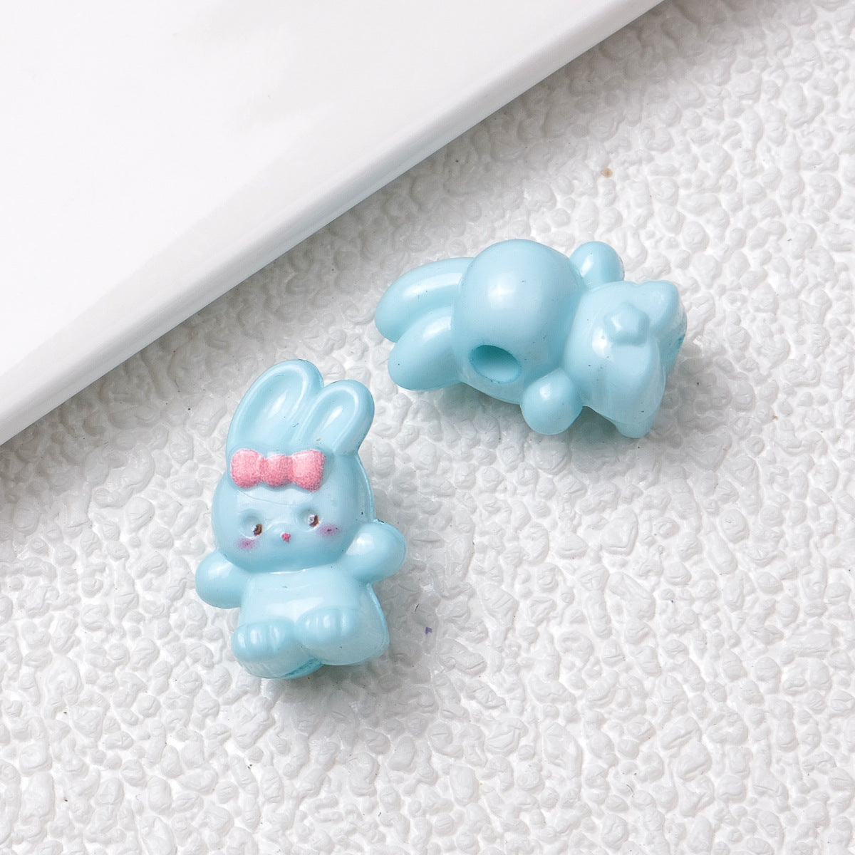 Printed Bunny Acrylic Beads 18mm Glossy Colors 50pcs 9
