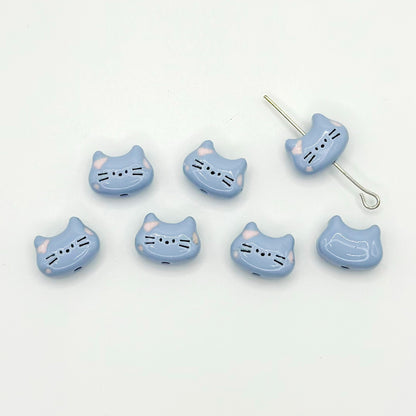 Kitten Metal Beads 12mm Baking Painted Colorful 10pcs 8