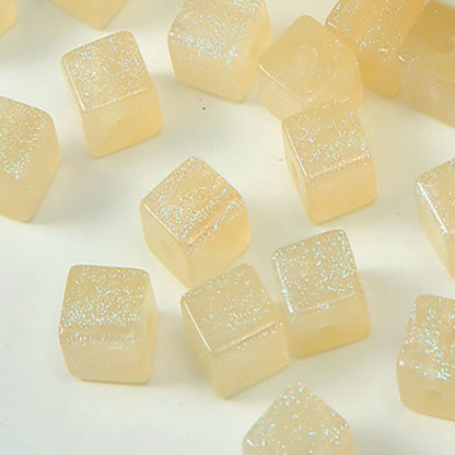 Opal Glitter Square Resin Beads 8mm Pearlescent Shimmer 10pcs 11