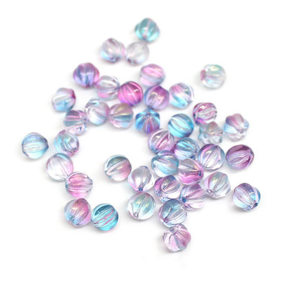 Czech Glass Beads Pumpkin 8mm Pastel Glow Grooved 100pcs