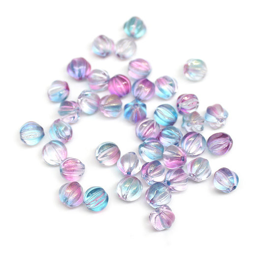 Czech Glass Beads Pumpkin 8mm Pastel Glow Grooved 100pcs