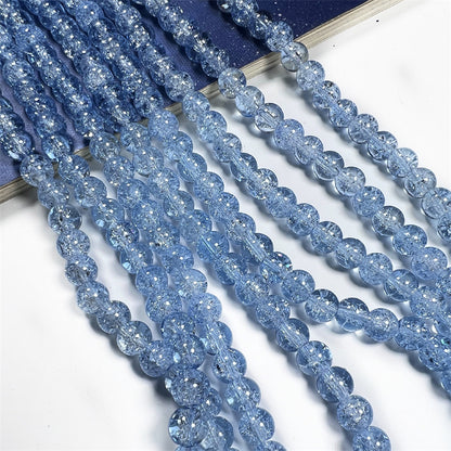 Crackle Flower Glass Beads 8mm Soft Purple Blue Gradient 3 Strands 19
