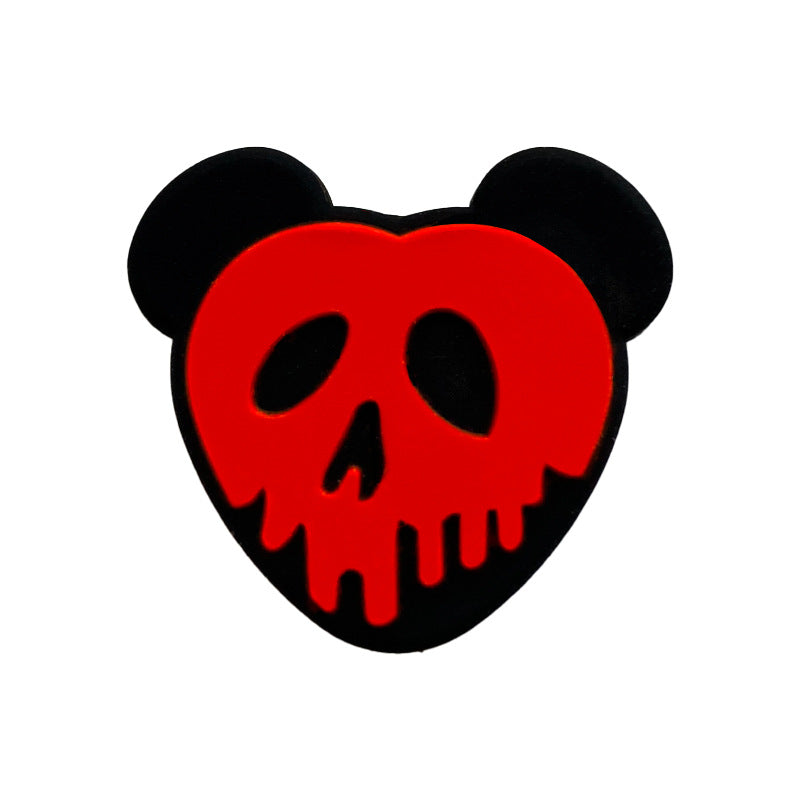 Silicone Focal Beads Poison Apple Skull Faced Hearts Neon 20pcs 5