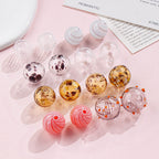 Vintage Hollow Speckled Blown Glass Beads Hand Painted 4pcs 2