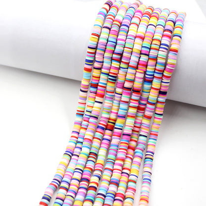 Flat Disc Clay Beads 6mm Colorful Matte Polymer 10strands 18