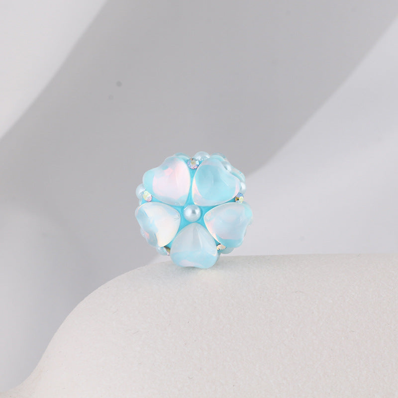 Moonstone Five-Petal Flower Clay Beads 19mm Opalescent 5pcs 10