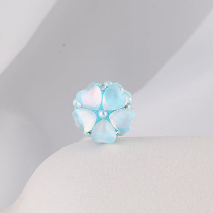 Moonstone Five-Petal Flower Clay Beads 19mm Opalescent 5pcs 10