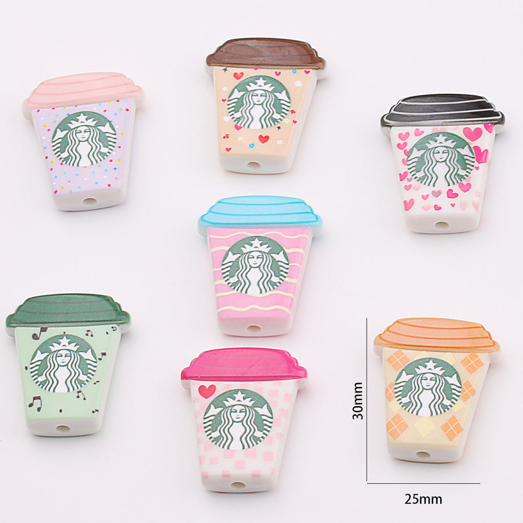 Starbuc Cup Acrylic Beads 25-30mm Pastel Mixed 50pcs 2