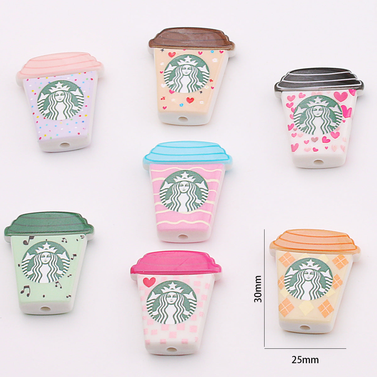 Starbuc Cup Acrylic Beads 25-30mm Pastel Mixed 50pcs 2