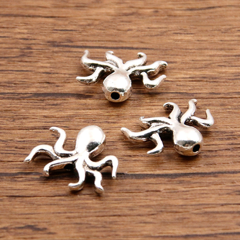 Octopus Metal Beads 14mm Antique Silver Tone 100pcs 2