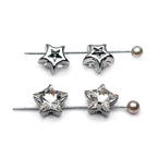 Electroplated Pentagram Glass Beads 10mm Silver White Star Cutouts 50pcs 5