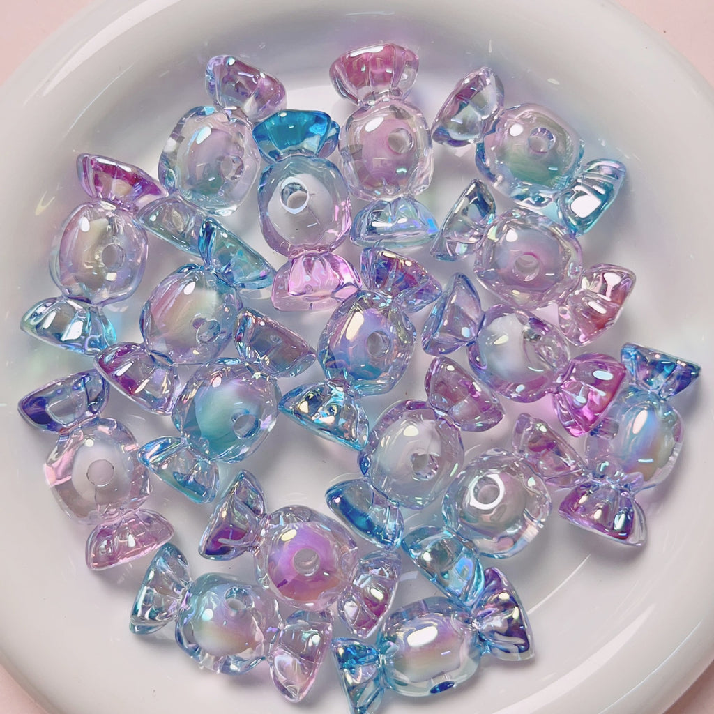 Transparent Candy Acrylic Beads 15x31mm Glossy Pastel 10pcs 6