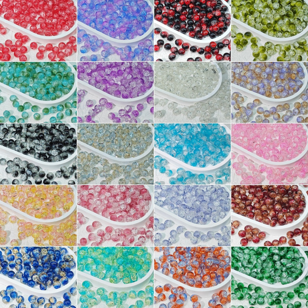 Crackle Glass Beads Round 10mm Transparent Mixed Colors 50pcs 2