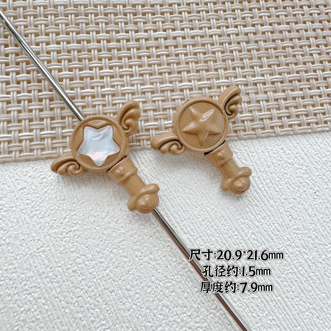 Wand Metal Beads Painted Anime Style Alloy 10pcs 21