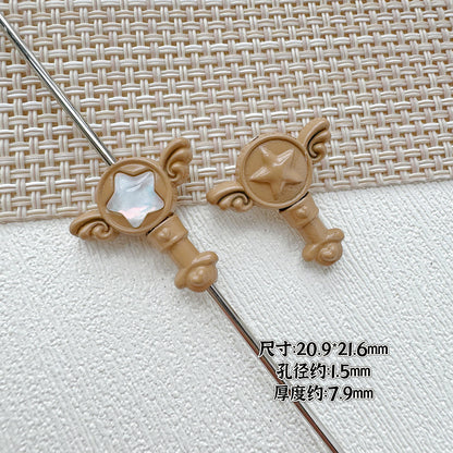 Wand Metal Beads Painted Anime Style Alloy 10pcs 21