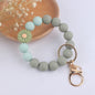 Silicone Beaded Daisy Rose Wristlet Keychain with Gold Clasp 12