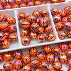 Plating Basketball Acrylic Beads 16mm Glossy UV Coated 20pcs