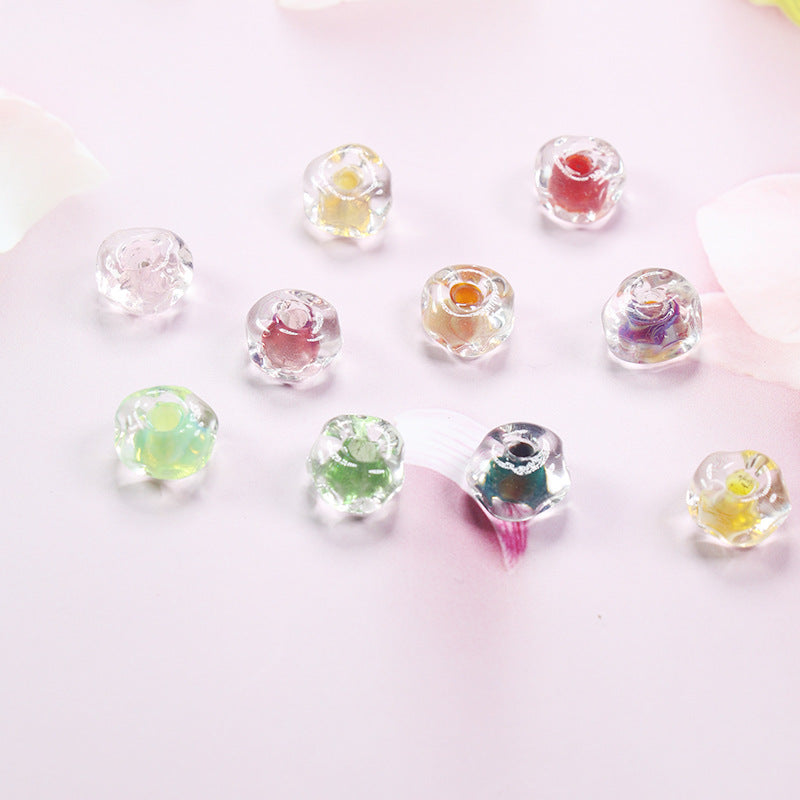 Lampwork Glass Beads Irregular Water Ripple Dyed Core Spacer 16mm 20pcs