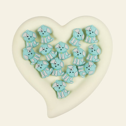 Silicone Focal Beads Puppy Sitting Pose 20pcs 8