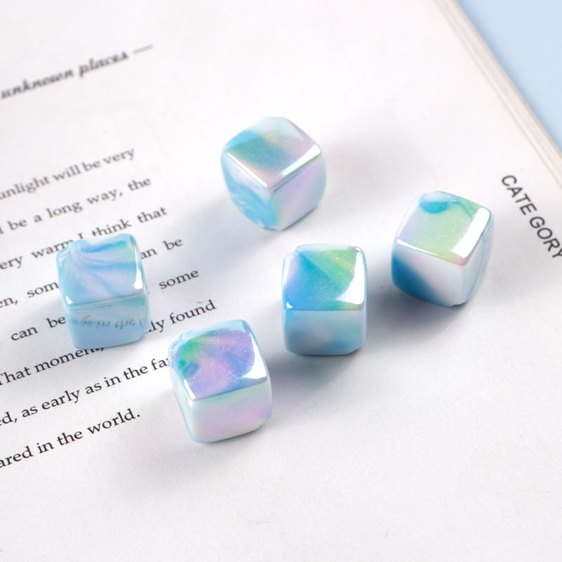 Plating Double Color Cloud Square Acrylic Beads 13.2mm 50pcs 4